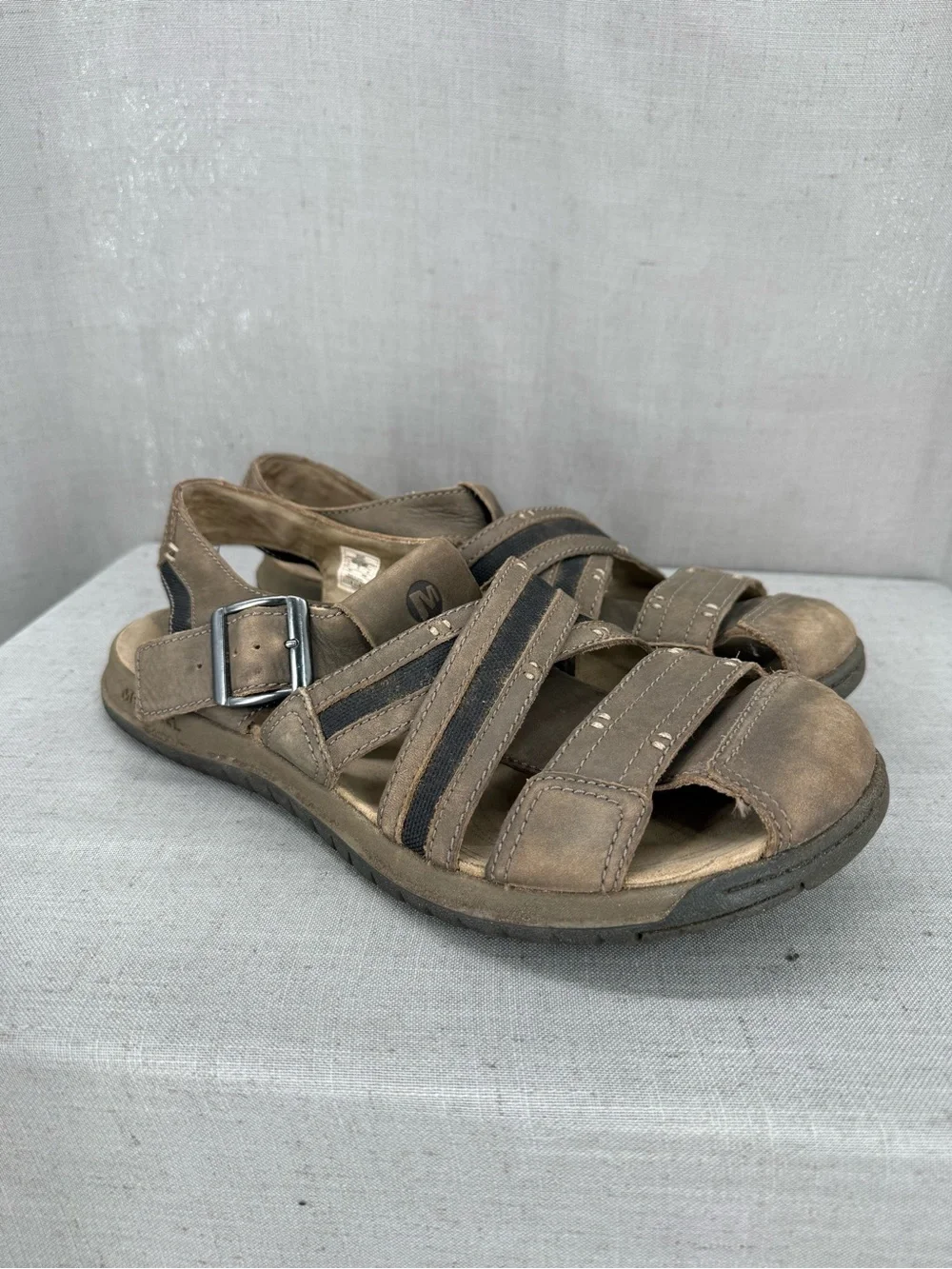 Merrell Espresso mens brown leather fisherman sandals size 11